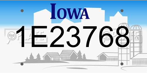 1E23768 Iowa License Plate