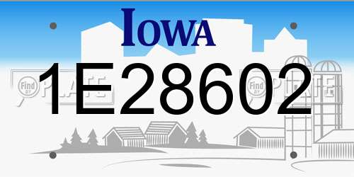 1E28602 Iowa License Plate