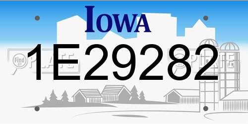 1E29282 Iowa License Plate