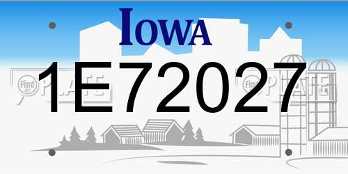 1E72027 Iowa License Plate