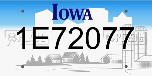 1E72077 Iowa License Plate