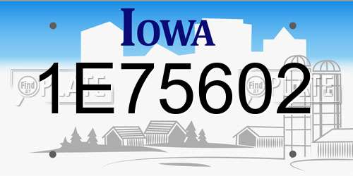 1E75602 Iowa License Plate