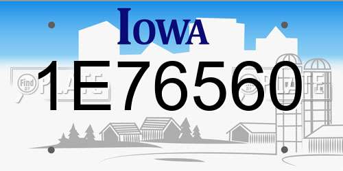 1E76560 Iowa License Plate