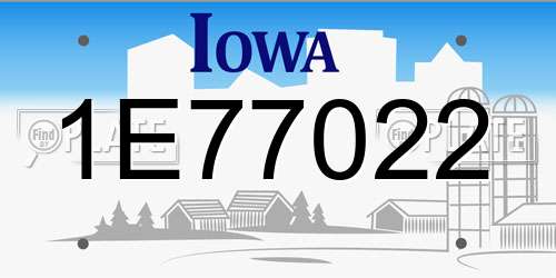 1E77022 Iowa License Plate