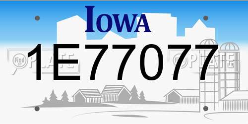 1E77077 Iowa License Plate