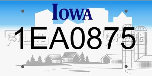 1EA0875 Iowa License Plate