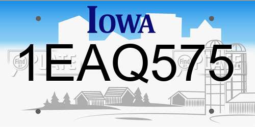 1EAQ575 Iowa License Plate
