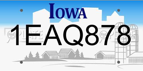 1EAQ878 Iowa License Plate