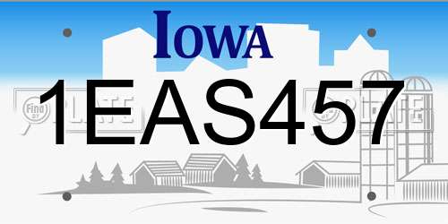 1EAS457 Iowa License Plate