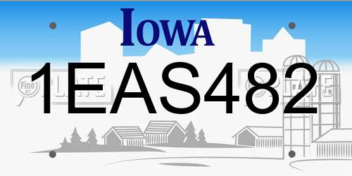 1EAS482 Iowa License Plate