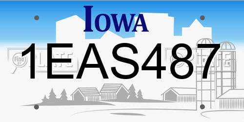 1EAS487 Iowa License Plate