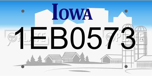 1EB0573 Iowa License Plate