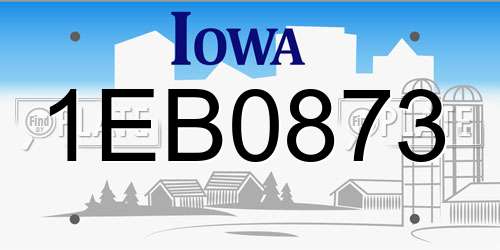 1EB0873 Iowa License Plate