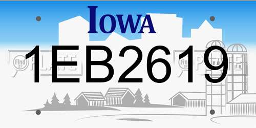 1EB2619 Iowa License Plate