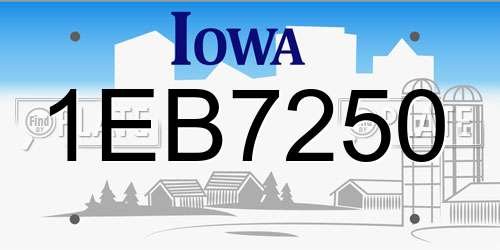1EB7250 Iowa License Plate