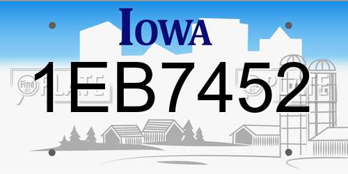 1EB7452 Iowa License Plate
