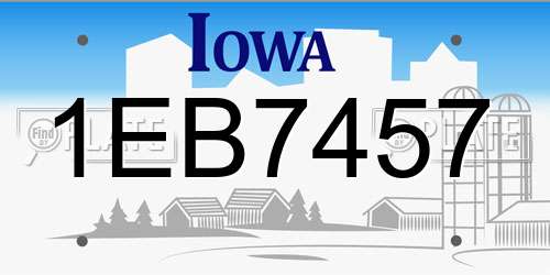 1EB7457 Iowa License Plate