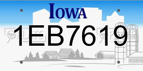 1EB7619 Iowa License Plate