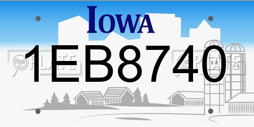 1EB8740 Iowa License Plate