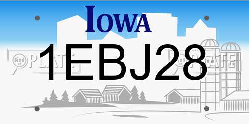 1EBJ28 Iowa License Plate