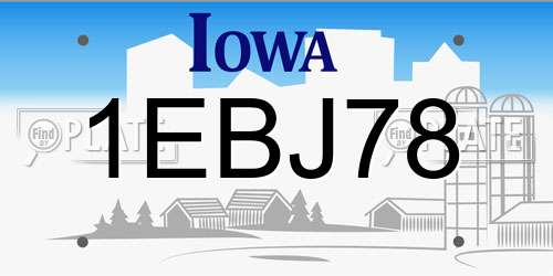 1EBJ78 Iowa License Plate