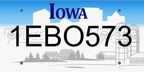 1EBO573 Iowa License Plate