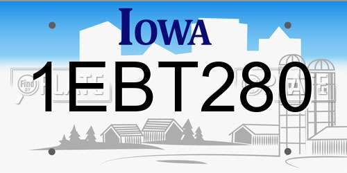 1EBT280 Iowa License Plate
