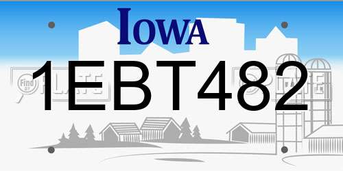 1EBT482 Iowa License Plate