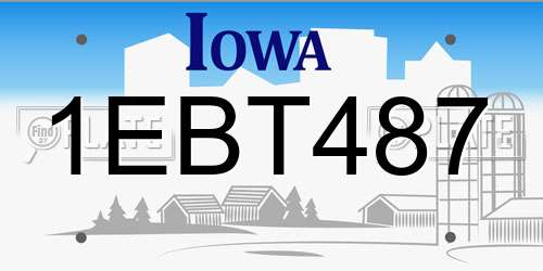 1EBT487 Iowa License Plate
