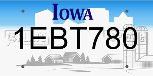 1EBT780 Iowa License Plate