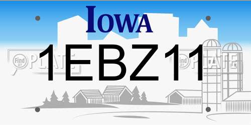 1EBZ11 Iowa License Plate