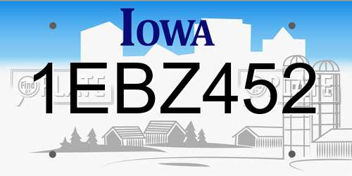 1EBZ452 Iowa License Plate