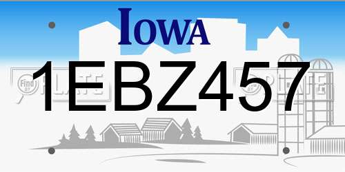 1EBZ457 Iowa License Plate