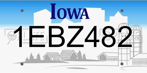 1EBZ482 Iowa License Plate