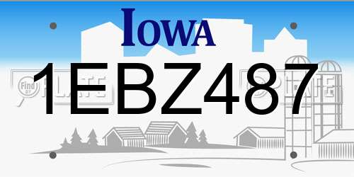 1EBZ487 Iowa License Plate