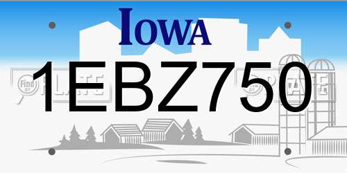 1EBZ750 Iowa License Plate