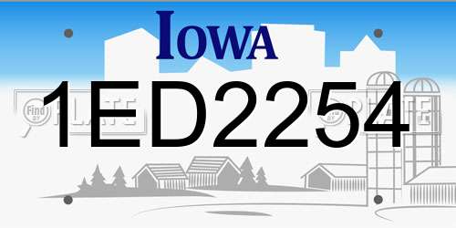 1ED2254 Iowa License Plate