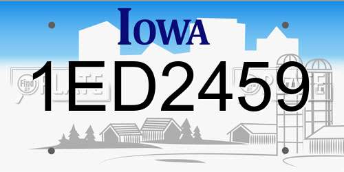 1ED2459 Iowa License Plate