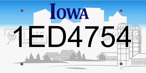 1ED4754 Iowa License Plate