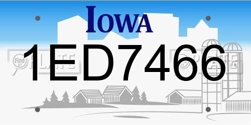 1ED7466 Iowa License Plate