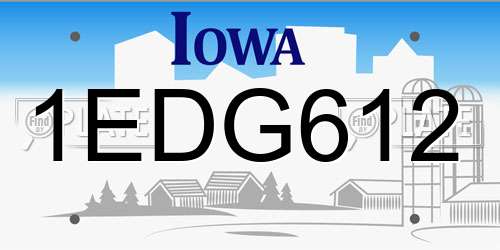 1EDG612 Iowa License Plate