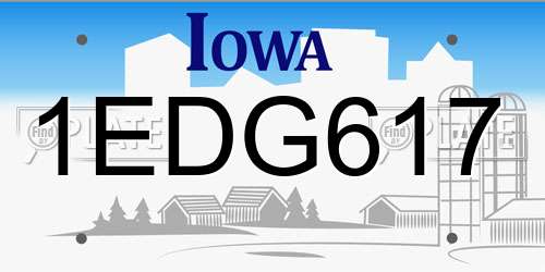 1EDG617 Iowa License Plate