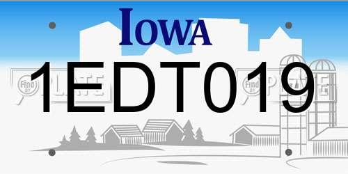 1EDT019 Iowa License Plate