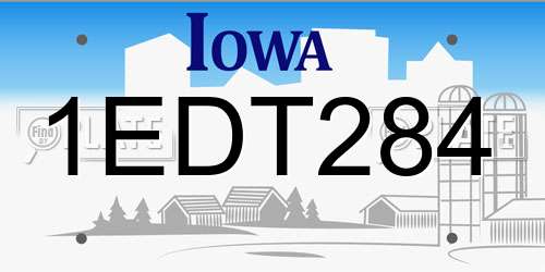 1EDT284 Iowa License Plate
