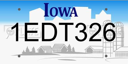 1EDT326 Iowa License Plate