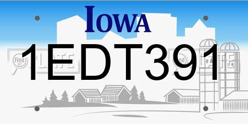 1EDT391 Iowa License Plate