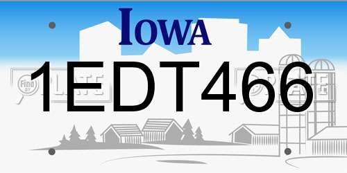 1EDT466 Iowa License Plate
