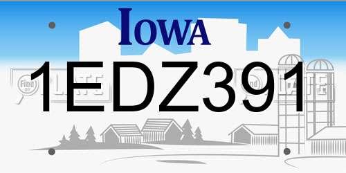 1EDZ391 Iowa License Plate