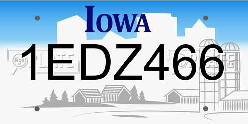 1EDZ466 Iowa License Plate