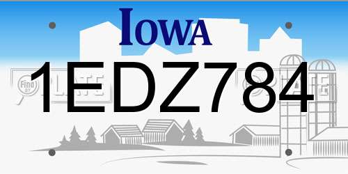1EDZ784 Iowa License Plate